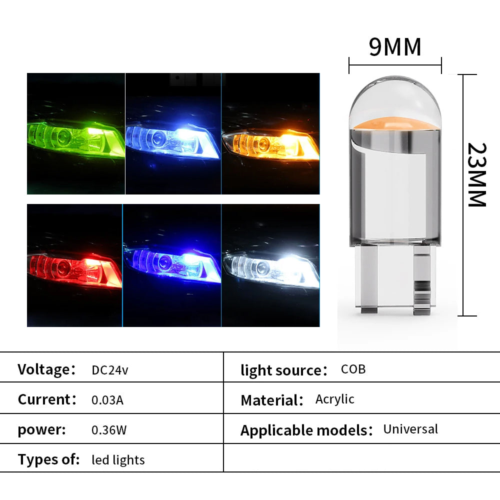 10 X 24V Amber T10 Dome Head COB LED Globes Ideal for Dash Lights Parkers