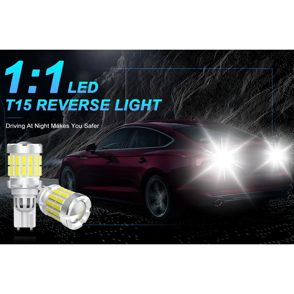 2 x 12V T15 White LED 30x4014smd Globes W16W Canbus Super Bright White LED Bulb