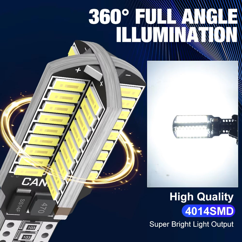2 x 12v T15 White LED 72x4014smd 12v Canbus LEDs White Super Bright (2pcs)