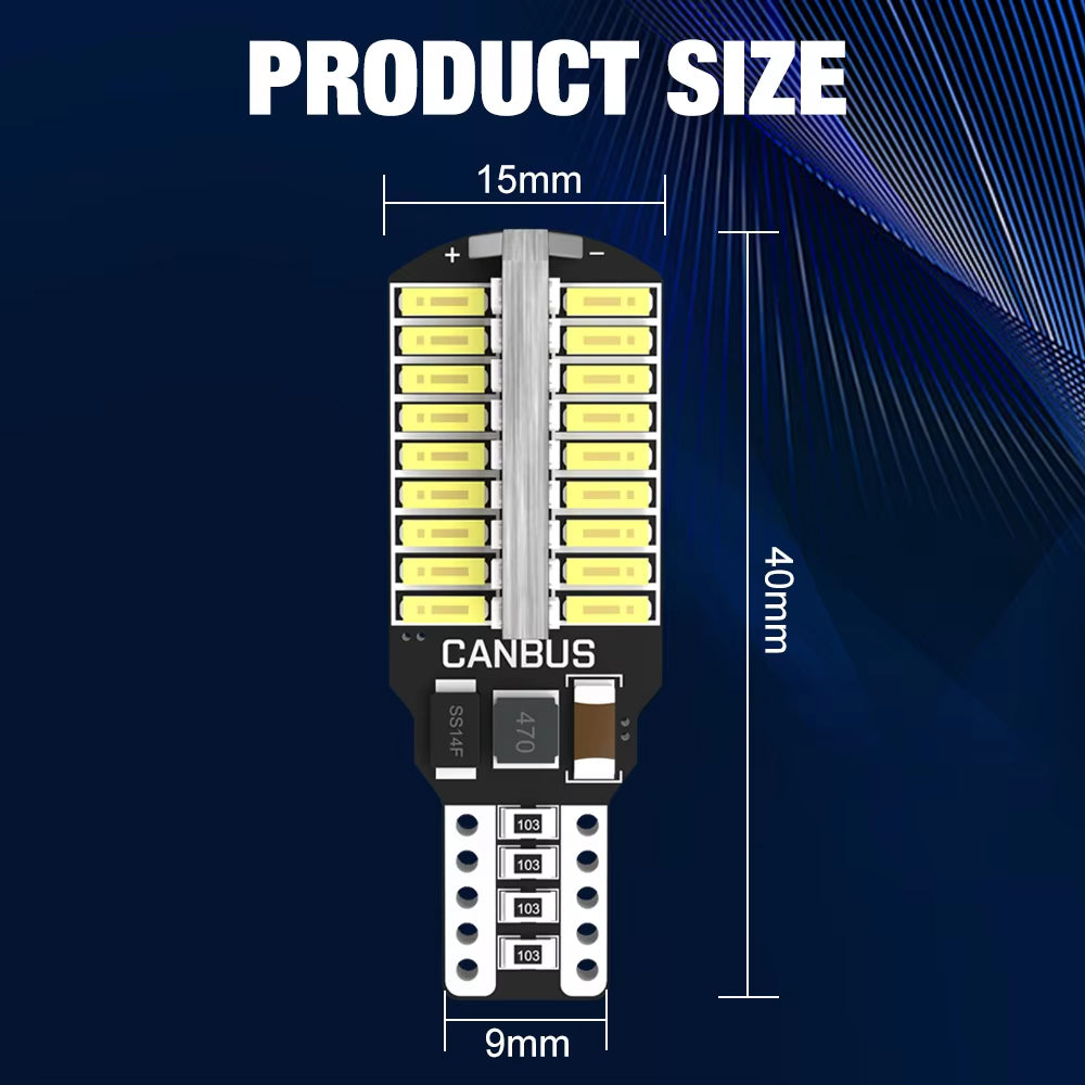 2 x 12v T15 White LED 72x4014smd 12v Canbus LEDs White Super Bright (2pcs)