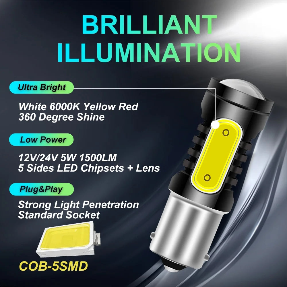 2 x 3157 12v Cool White Dual Brightness LED 5smd COB super Bright (2pcs)