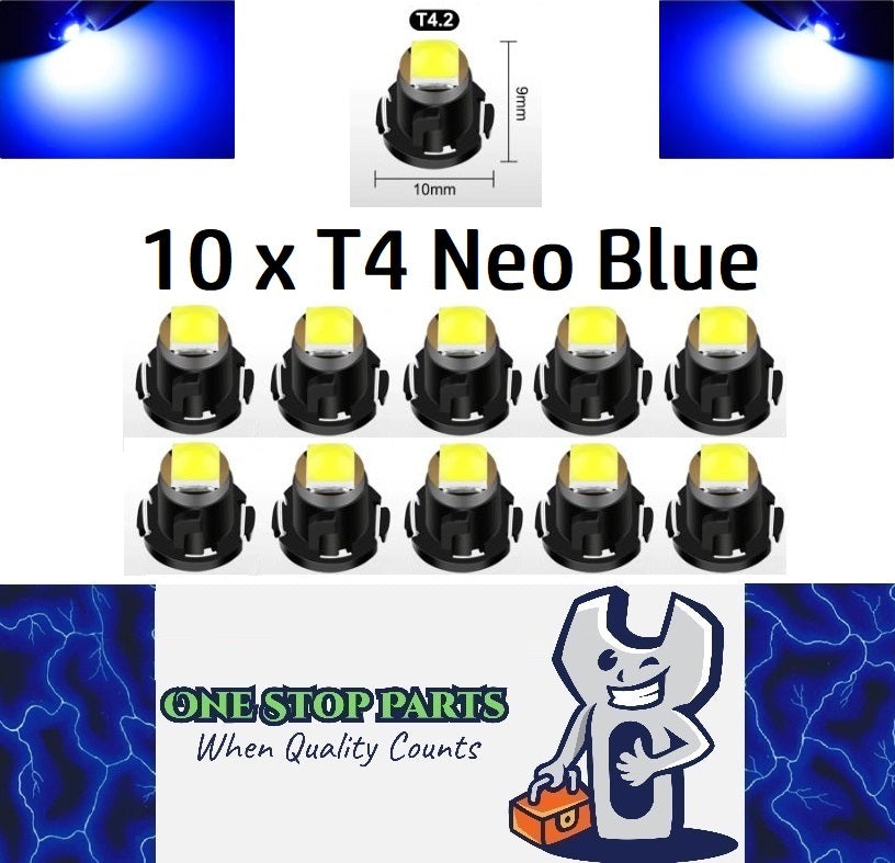 10 x T4.2 Neo 10mm 3030smd 12v Blue Dash illumination LEDs Blue T4 (10pcs)