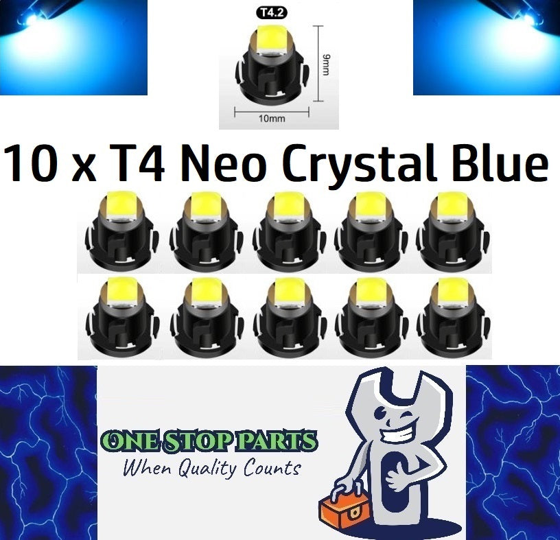 10 x T4.2 Neo 10mm 3030smd 12v Crystal Blue Dash illumination LEDs T4 (10pcs)