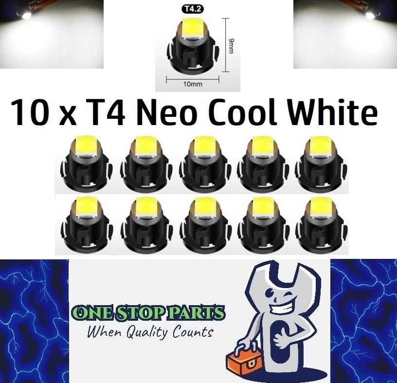 10 x T4.2 Neo 10mm 3030smd 12v Cool White Dash illumination LEDs T4 (10pcs)