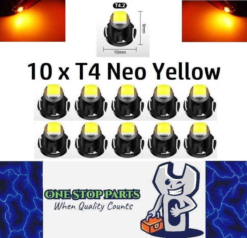10 x T4.2 Neo 10mm 3030smd 12v Yellow Dash illumination LEDs Yellow T4 (10pcs)