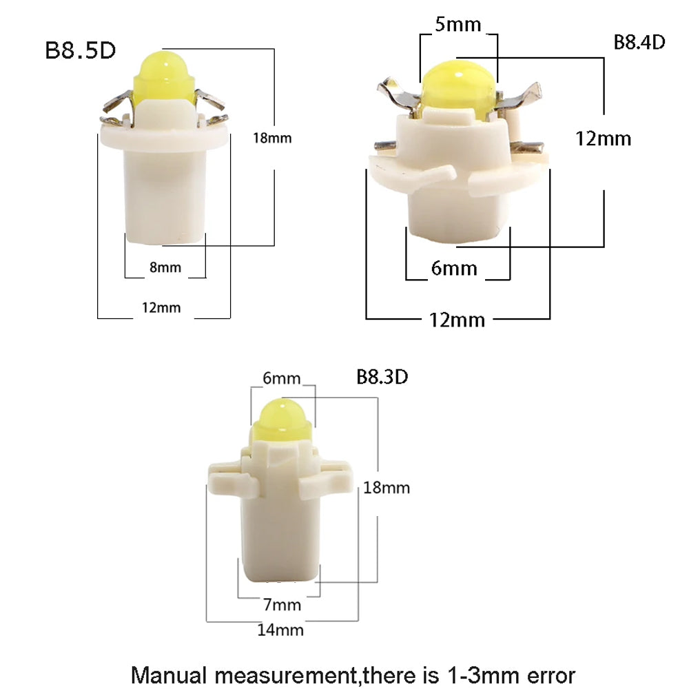 10 x White T5 Cap B8.5D COB LED Instrument Light Twist and Lock LED Dash Light