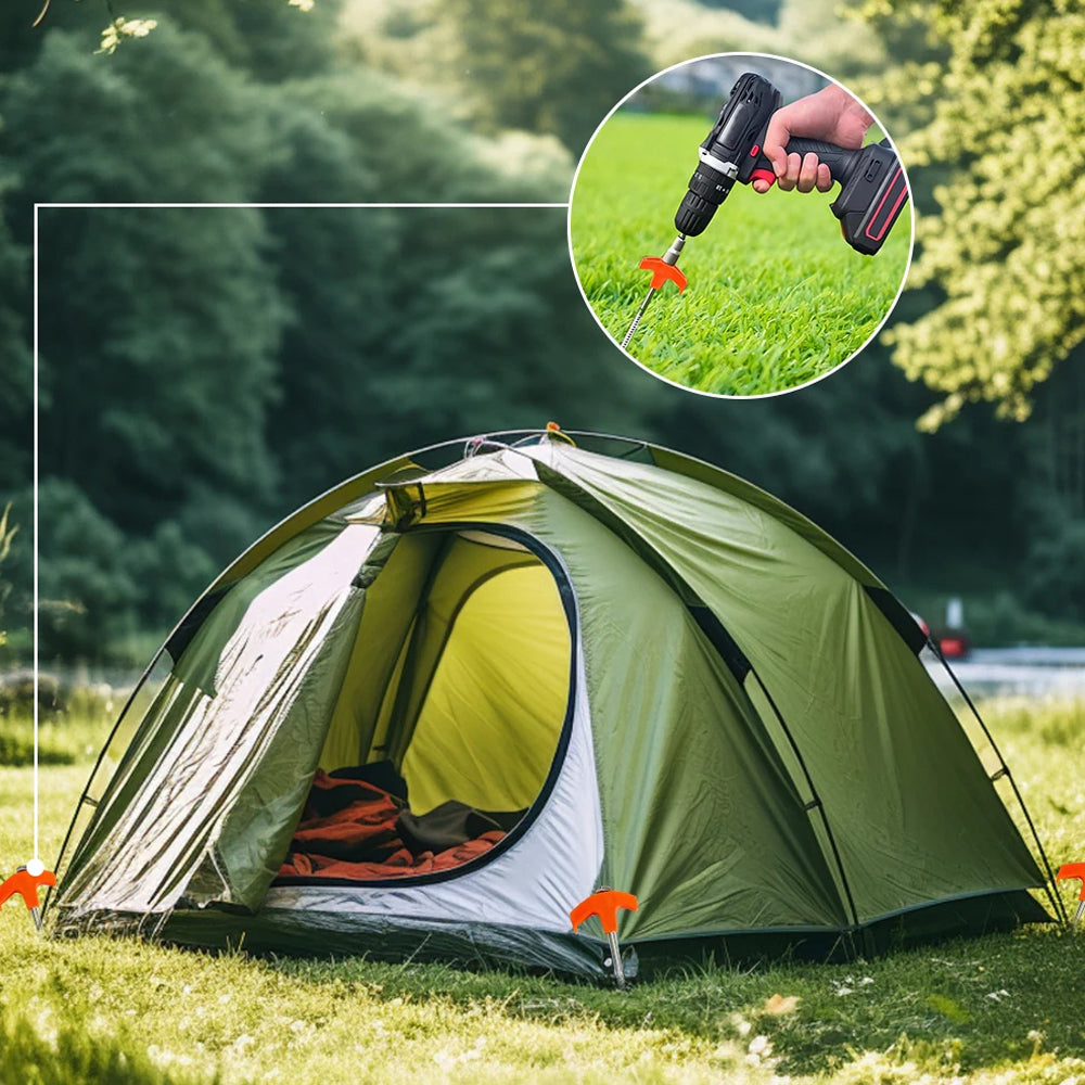 8 x Green Tent Stakes 20CM Screw in Tent Pegs Ground Nails Stakes for Camping