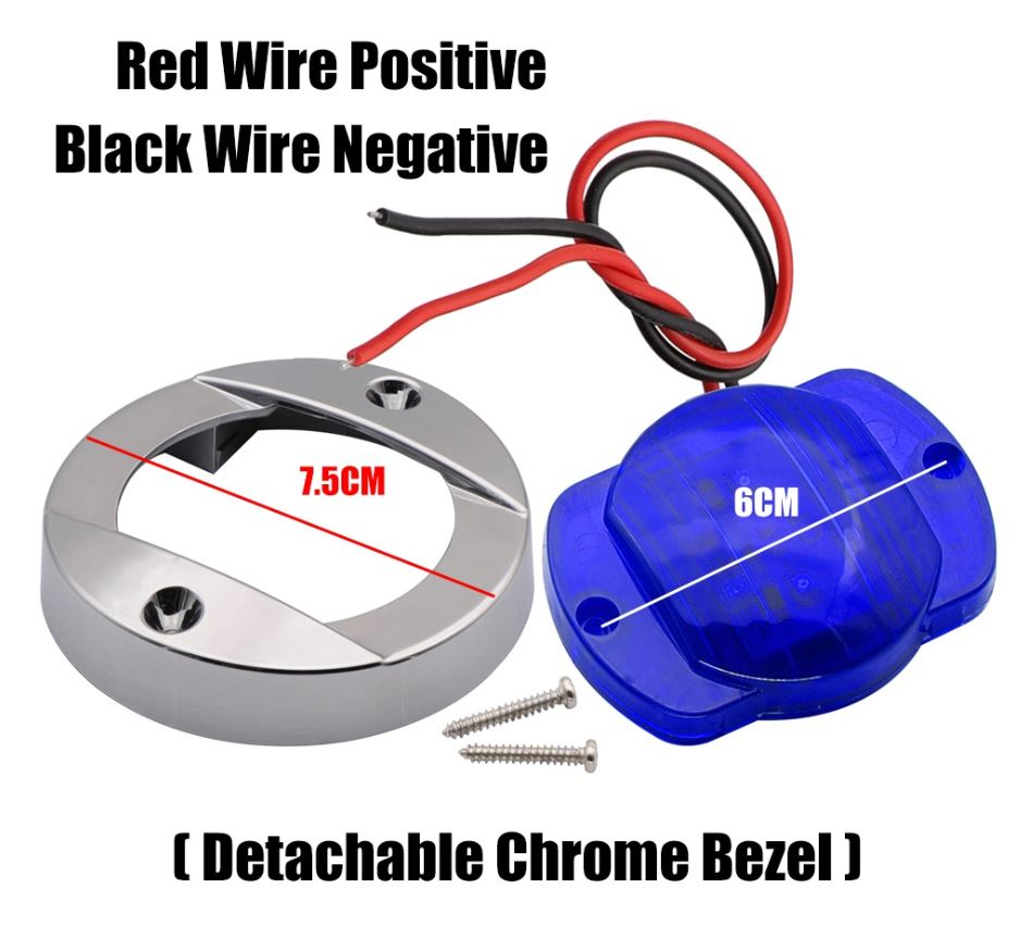 4 x Blue 12v Marine Side Lights Waterproof Lamp For Truck RV Yacht Boats (4pcs)