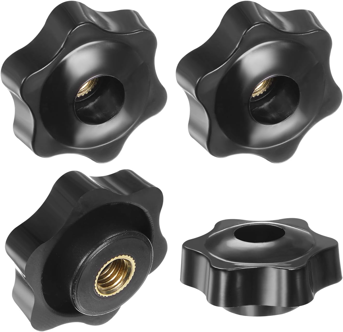 5 x M8 38mm Hand Tighten Nut 6 Petal with Hole Through Easy Tighten and Release