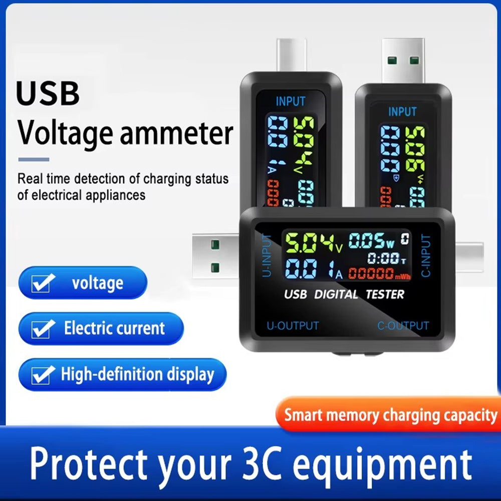 Digital Type-C Voltage Tester Volts Amps and Current Draw Test Accessories