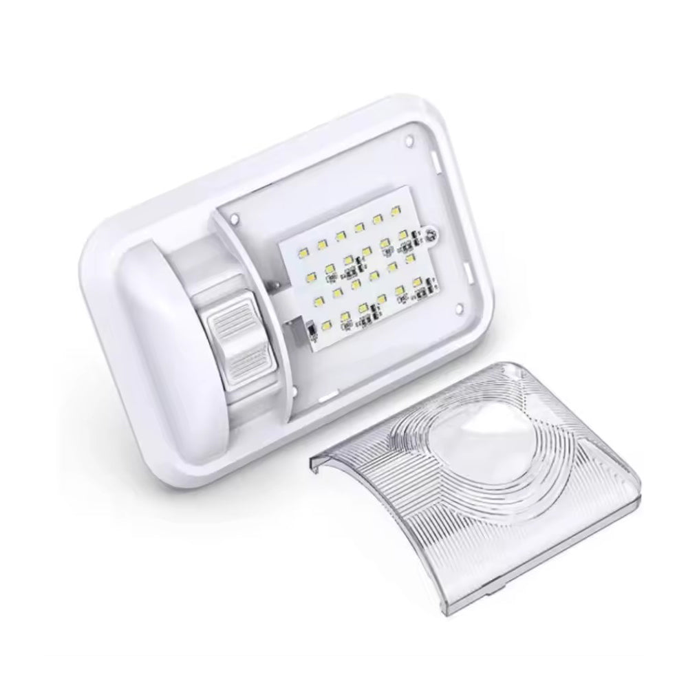 12v 24 Cool White LED Interior Dome Lamp with Switch with Transparent Lens
