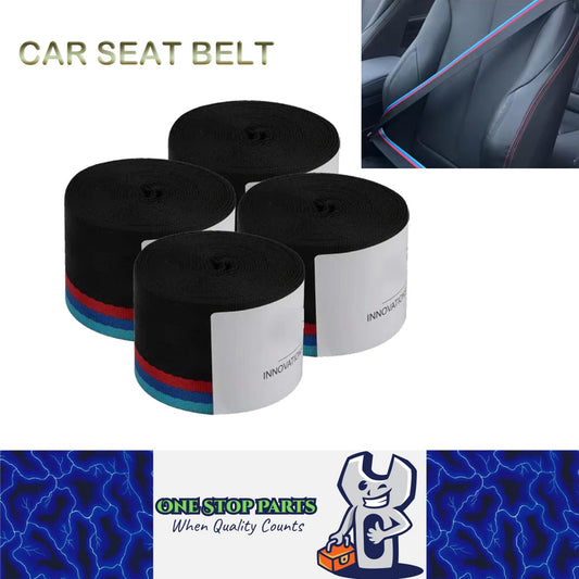 4x 3.6M Tricolor/Black Strengthen Car Seat Belt Webbing Fabric Safety Seatbelt