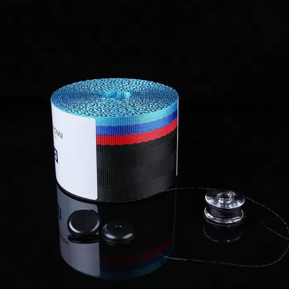 4x 3.6M Tricolor/Black Strengthen Car Seat Belt Webbing Fabric Safety Seatbelt