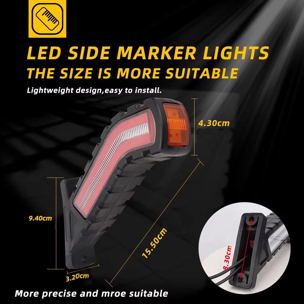 2 x 12-24V Side Marker Lights Signal Light Indicator Lamp for Truck Trailer