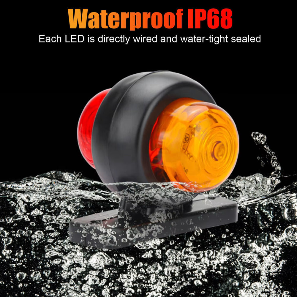 2 x LED Side Marker Light Red Amber Trailer Truck Caravan Signal Marker Lamp
