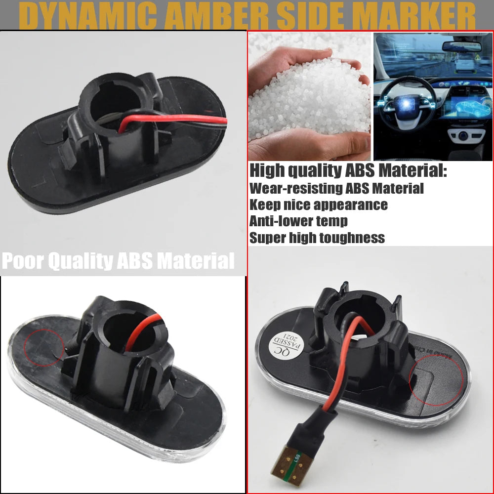 2 x Dynamic LED Side Marker Lights Turn Signal Lamps for Nissan Renault Opel