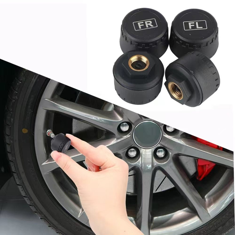 Tyre Pressure Monitor System TPMS Solar USB Car Tire Alarm 4 External Sensors