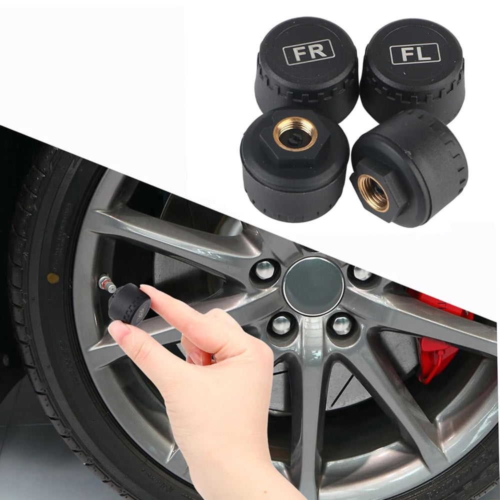 Tyre Pressure Monitor TPMS Solar USB LCD Display 4 Sensors Car Alarm System