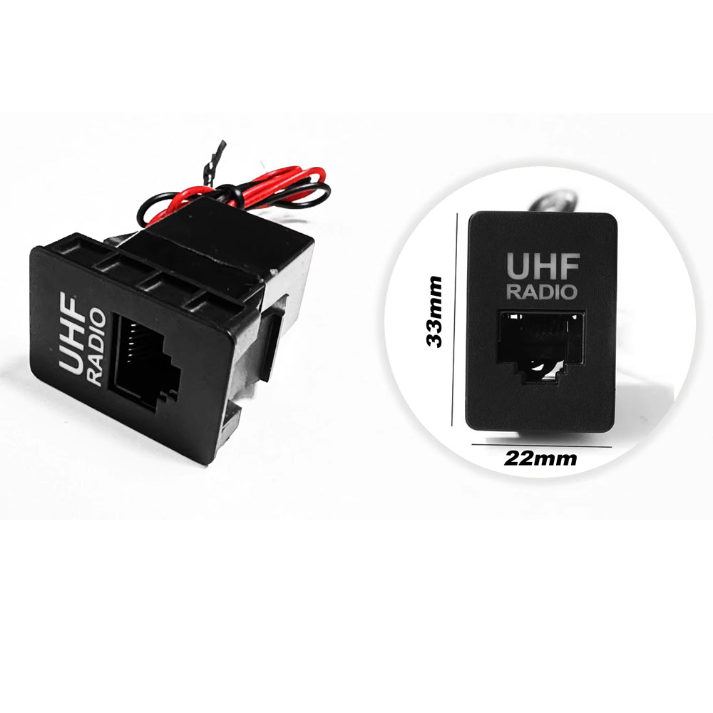 UHF Radio Mike In Dash Socket Blue LED Socket For 33mm x 22mm Hole