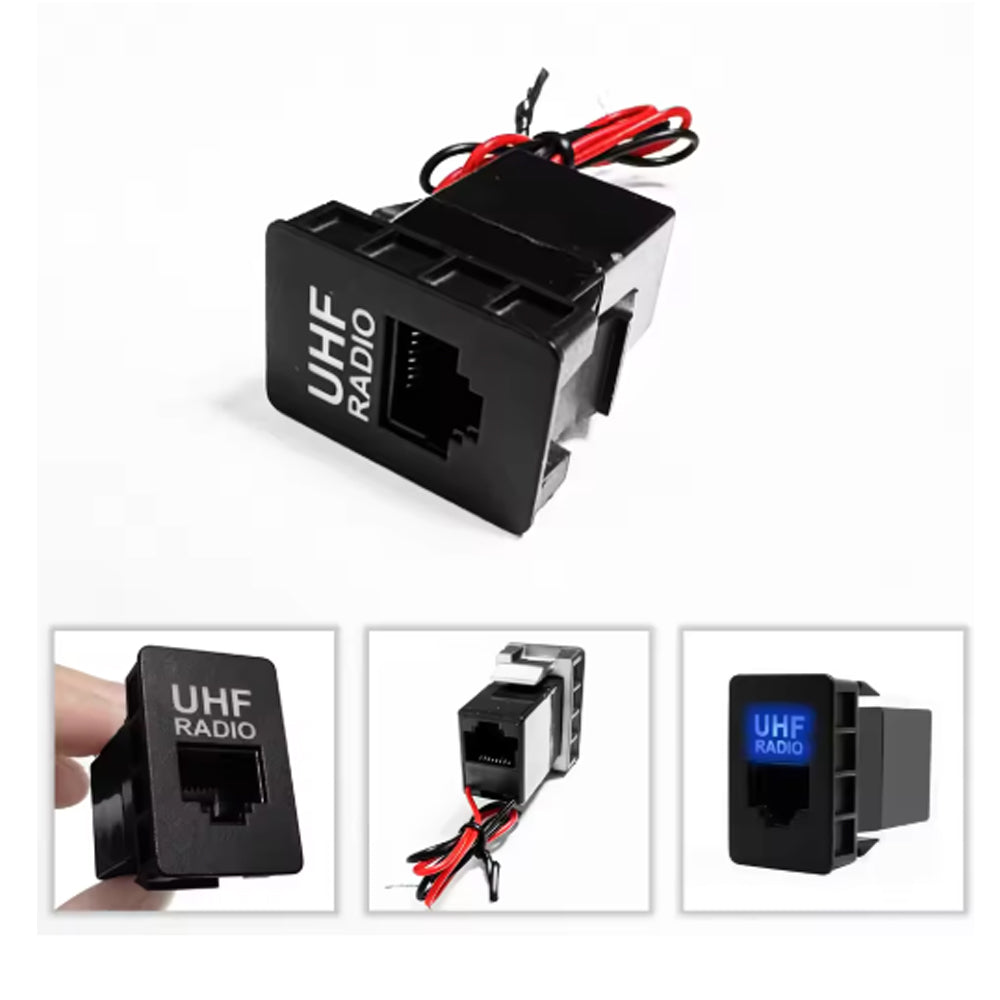 UHF Radio Mike In Dash Socket Blue LED Socket For 33mm x 22mm Hole