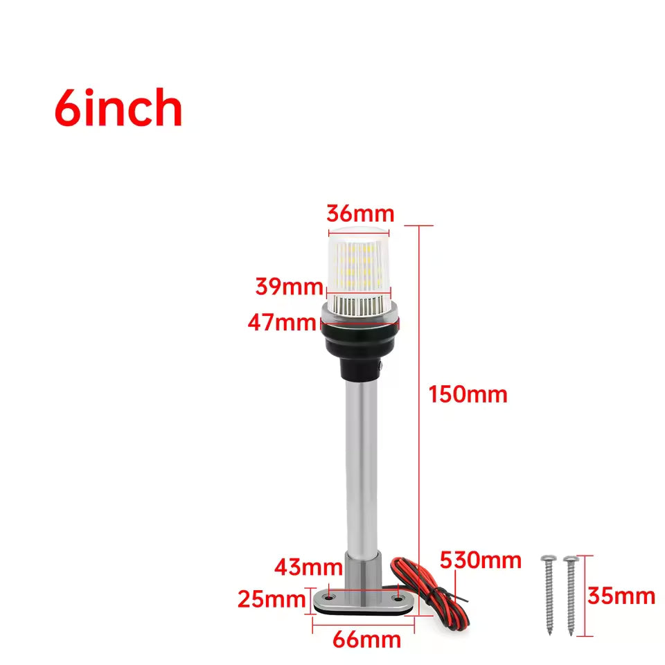 12v-24v 150mm 360 Degree Boat Navigation White LED Light All Round LED Light 1pc