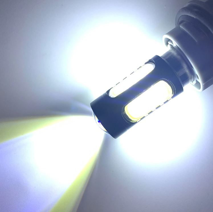 2 x BAY15D 12v White Stop/Tail Dual Brightness LED 5smd COB super Bright (2pcs)