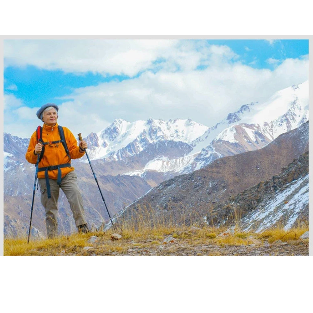 2pcs Blue Ultralight Trekking Poles Folding Aluminum Walking Sticks Hiking Canes