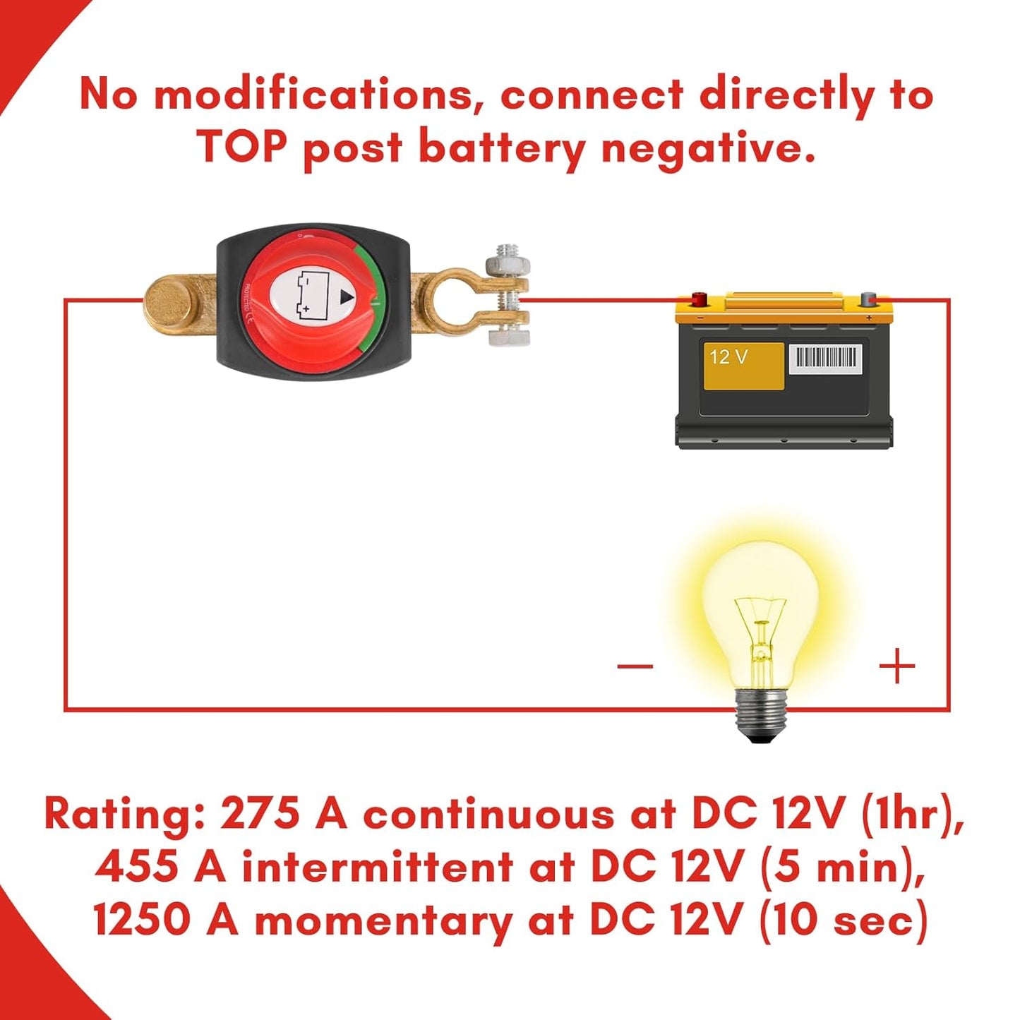 12V - 48V Heavy Duty Positive Terminal Isolator Switch Bike Boat Golf Cart Buggy
