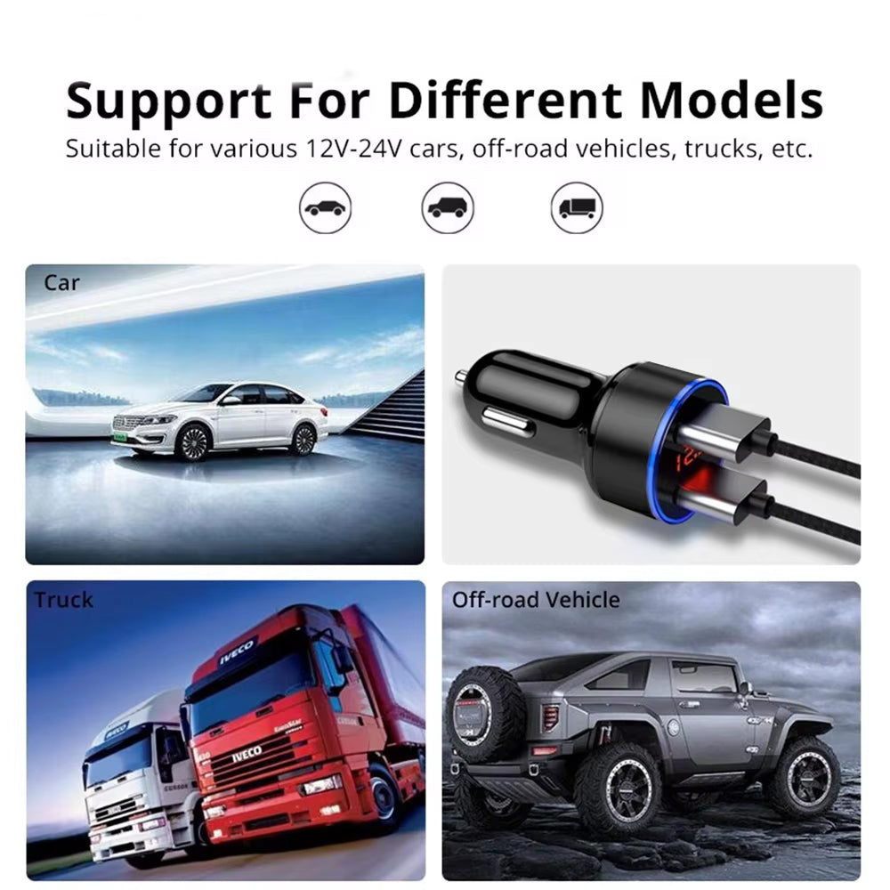 Dual USB Car Charger Cigarette Lighter Adapter Fast 3.1A QC3.0 LED Digital 1pc