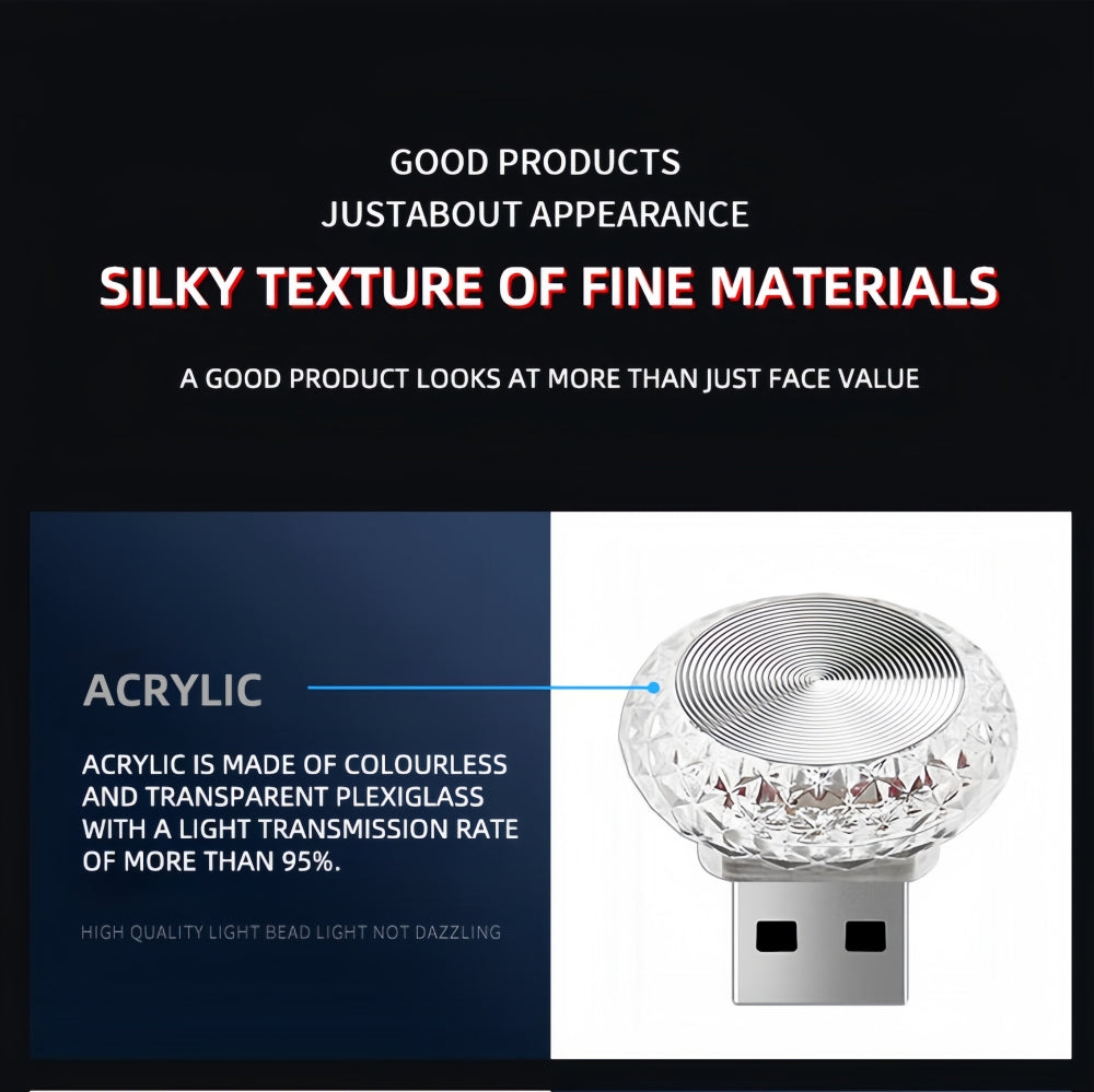 Red USB Mini LED Decorative Atmosphere Lamp For Car Interior Plug Play