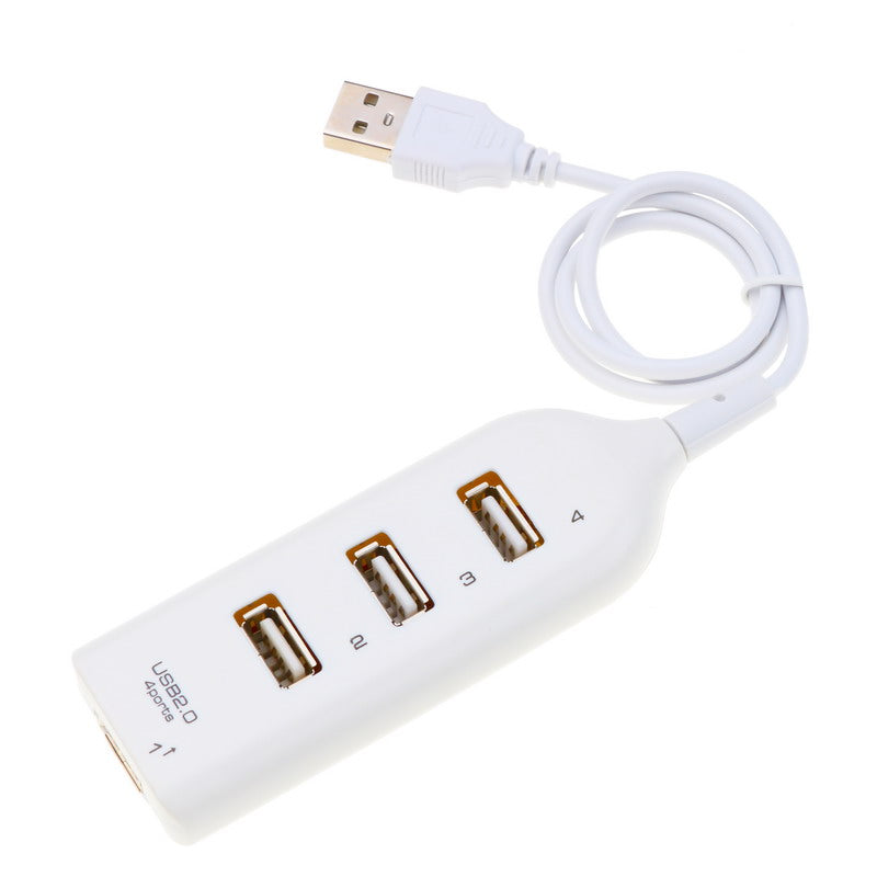 USB Power outlet to 4 x USB 2.0 High Speed Outlet Port USB Splitter 1 to 4 White