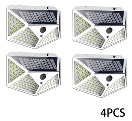 4 x White Solar Motion Sensor Lights Outdoor 100 LED Wall Lamps (4pcs)