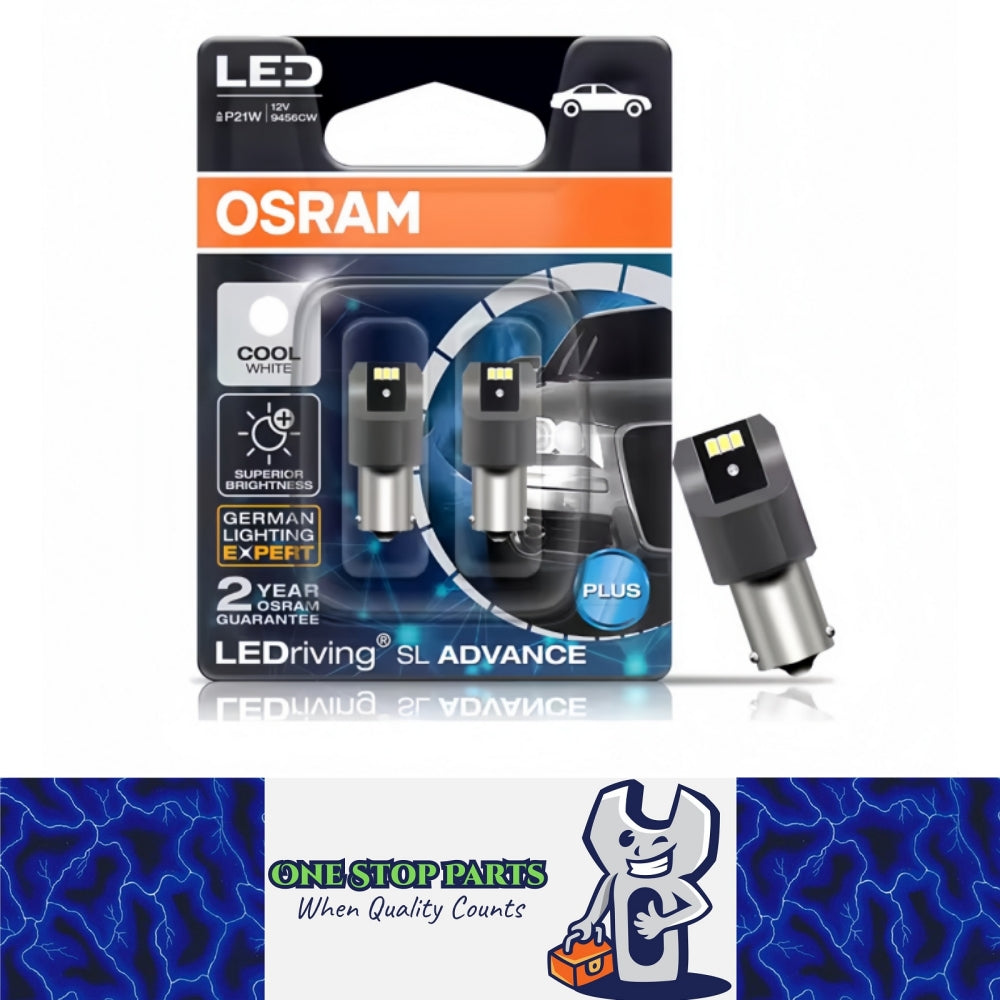 2 x OSRAM 1156 BA15S Cool White LED Globes 12V P21W Signal Light Reverse Lamp