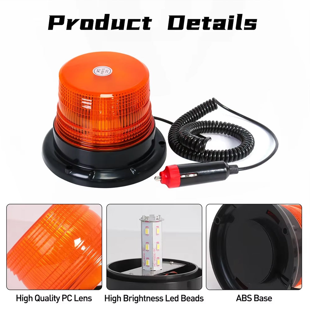 Magnetic Base Red LED Emergency Strobe Light Roof Flashing Beacon Warning Light