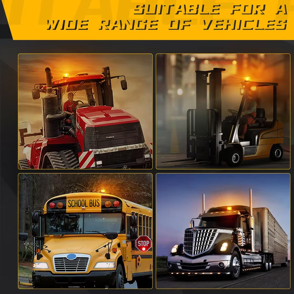 Magnetic Amber LED Emergency Strobe Light Roof Flashing Beacon Warning Light