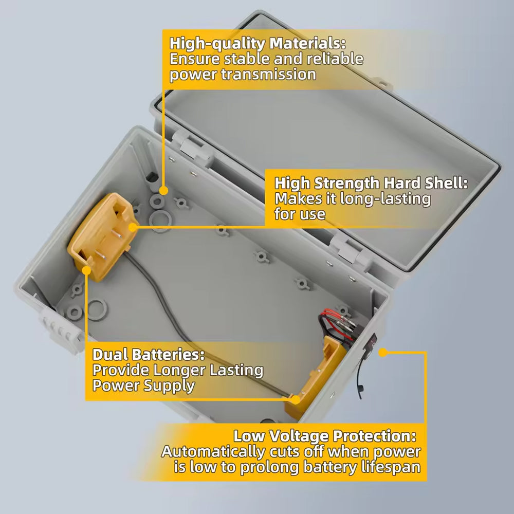 Waterproof Box for Starlink Mini with Dual Dewalt Battery Adapter DC Plug Switch