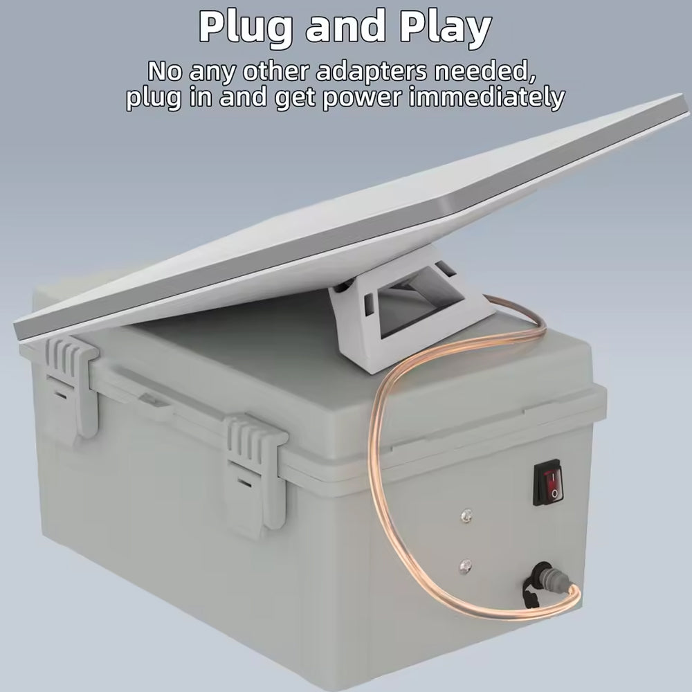 Waterproof Box for Starlink Mini with Dual Dewalt Battery Adapter DC Plug Switch
