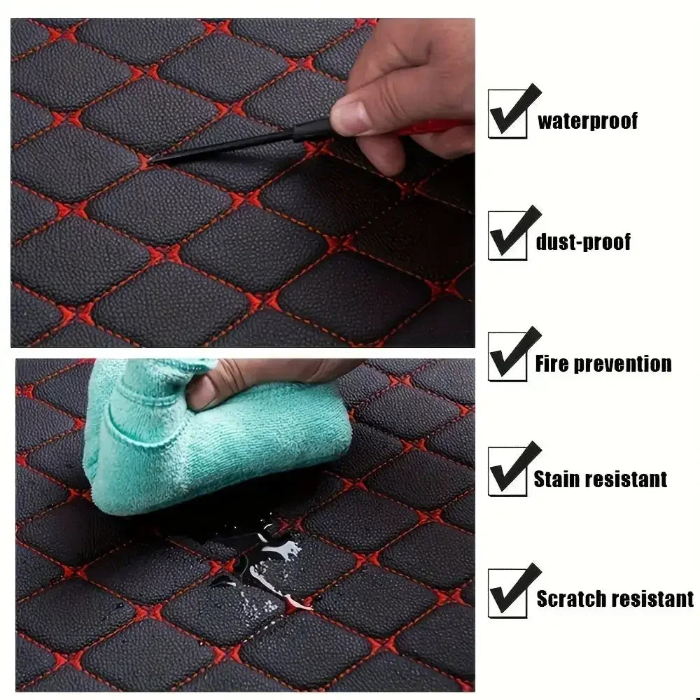 5 x Beige Waterproof Leather Car Floor Mats Universal Auto Foot Pad Protector