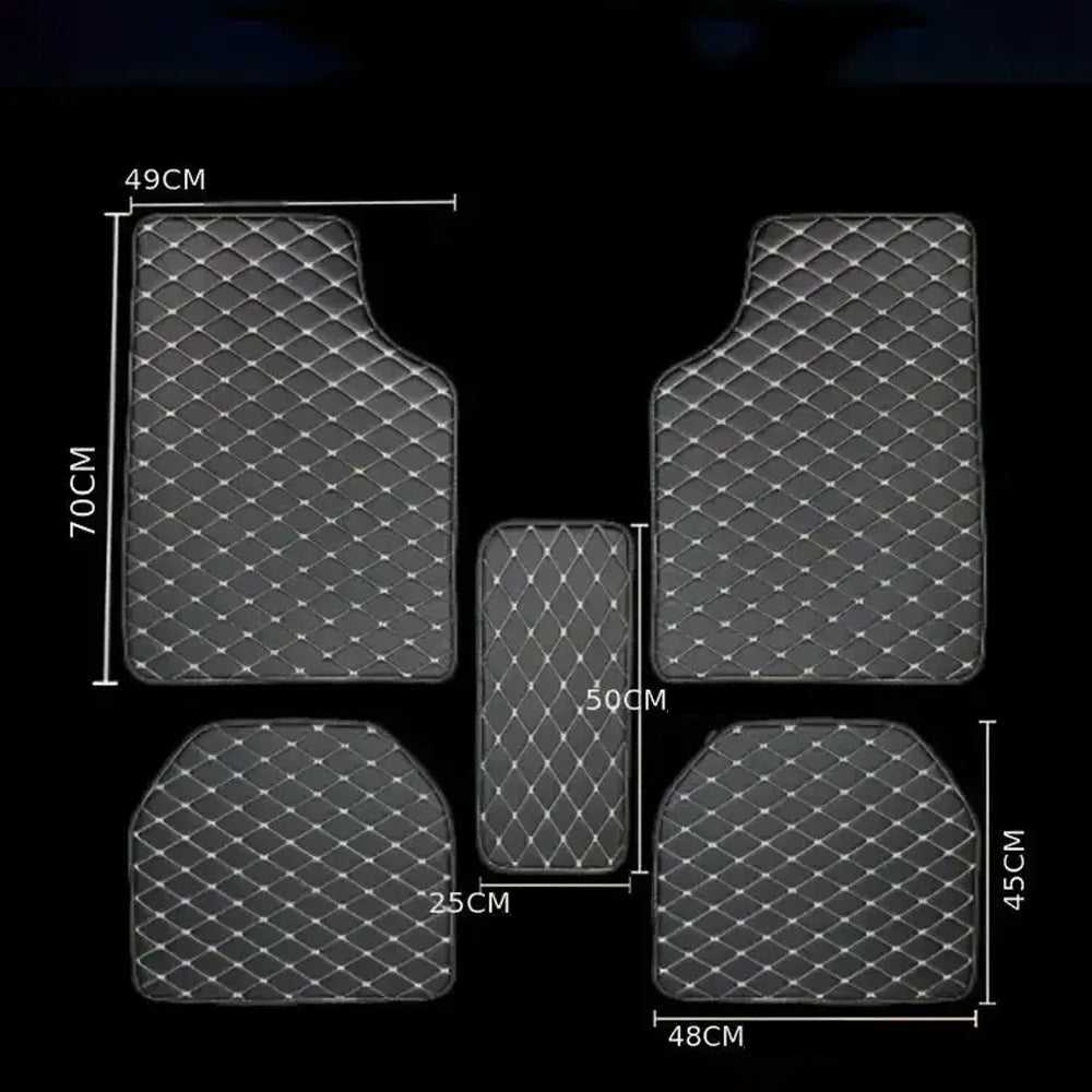 5 x Black/Red Waterproof Leather Car Floor Mats Universal Auto Foot Pad Carpet