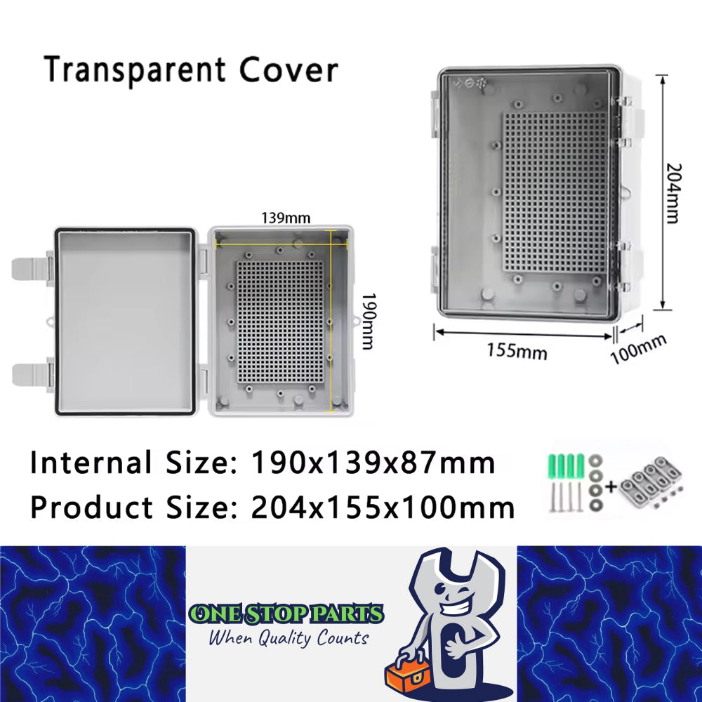 Waterproof Outdoor Electrical Box 204x155x100mm Plastic Enclosure Junction Box