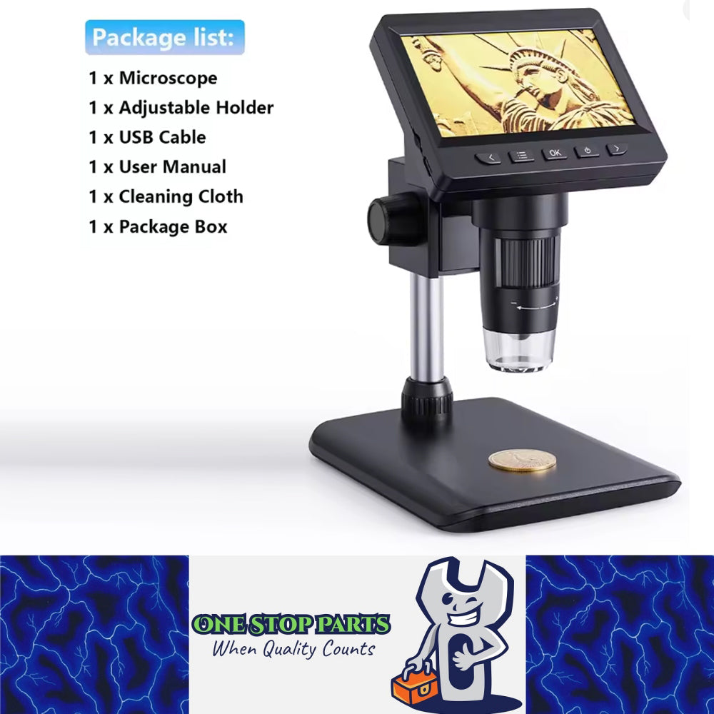 1000X Digital Microscope 4.3" IPS 1080P LED Coin Microscope Electronic Repair