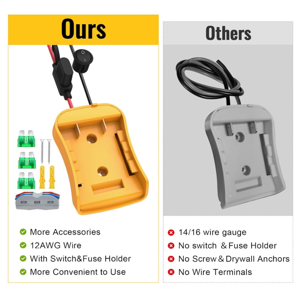 2 x Power Wheel Battery Adapter Converter with Switch for Dewalt 18V 20V Battery