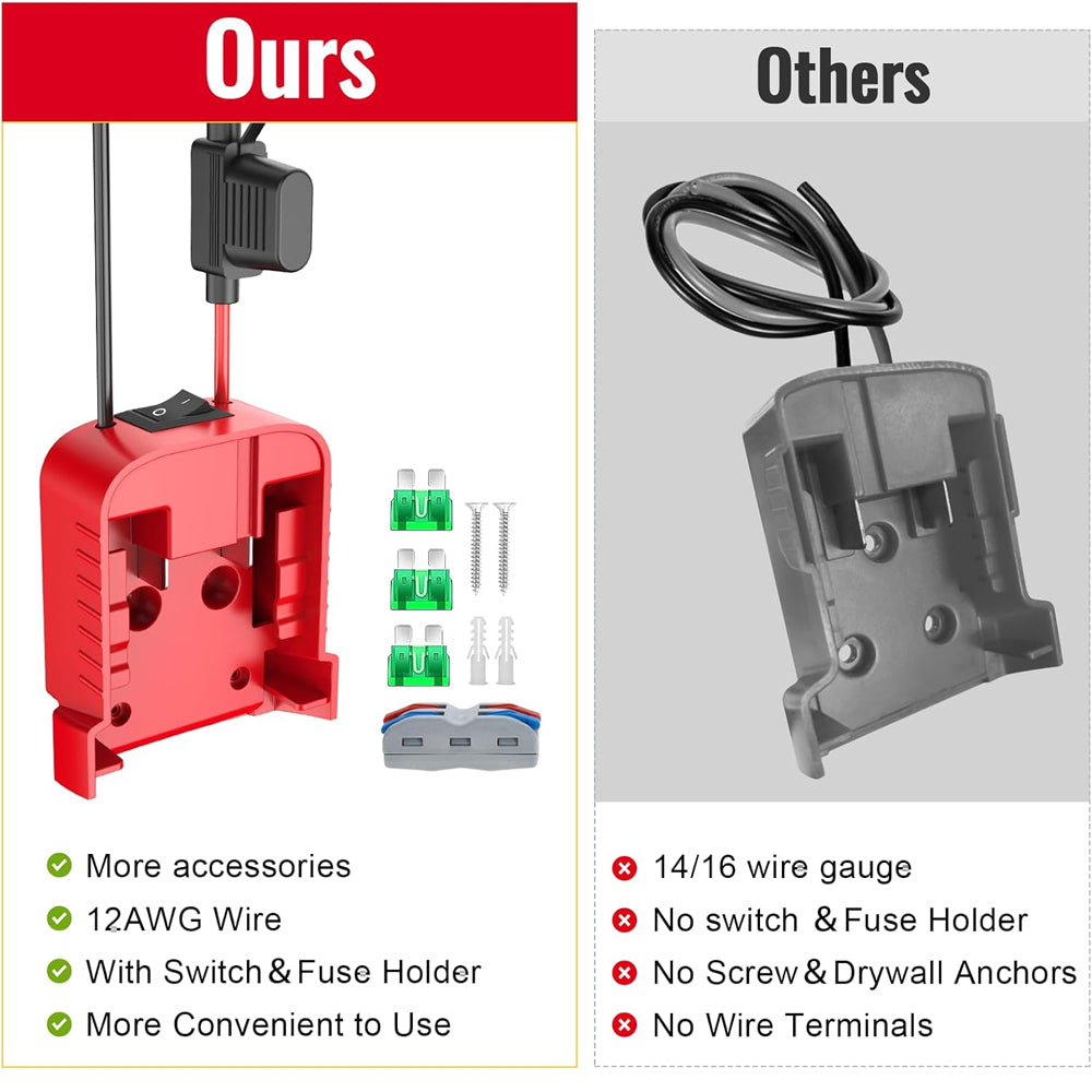 2 x Power Wheel Battery Adapters Converter with Switch for Milwaukee M18 Battery
