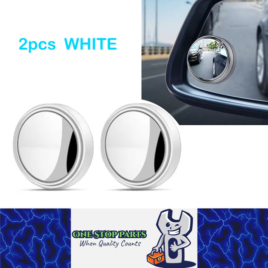 2 x Car 360° Adjustable Blind Spot Mirror Car Auxiliary Rearview Mirror White