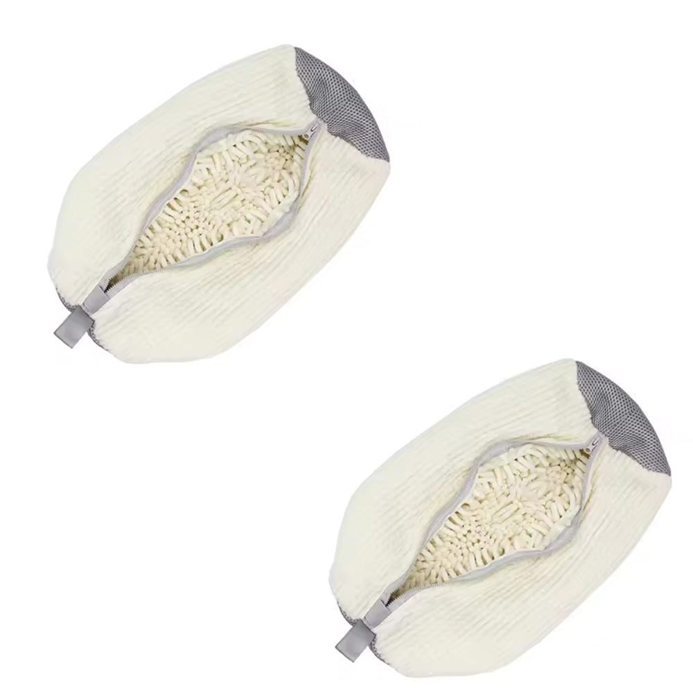Shoe Washing Bag Fluffy Fiber 360° Clean Zipper Laundry Net Reusable for Sneaker