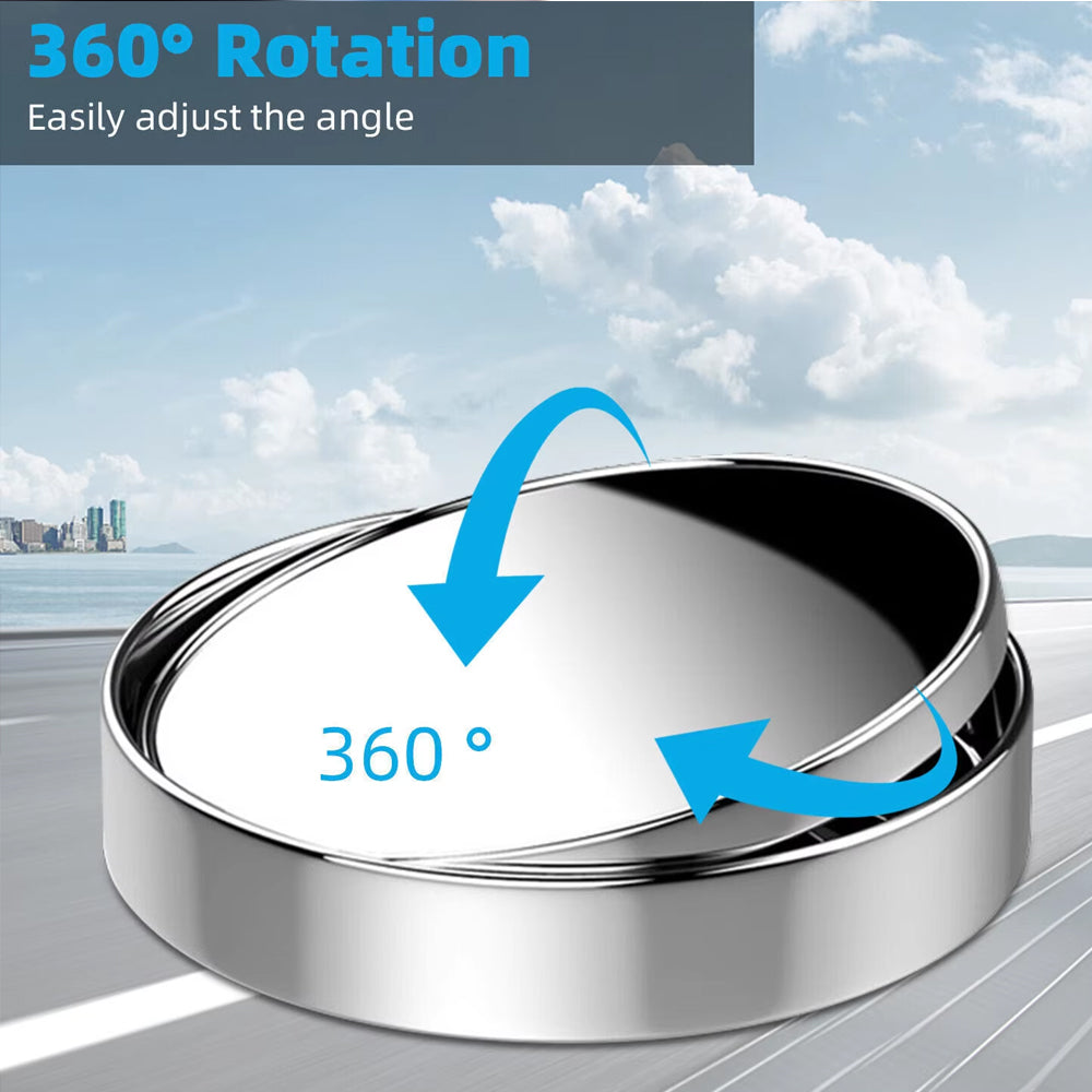 2 x Car 360° Adjustable Blind Spot Mirror Car Auxiliary Rearview Mirror White