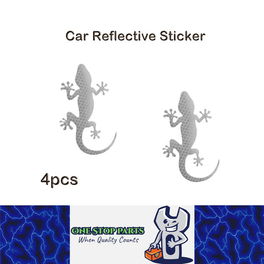 4 x White Car Reflective Sticker Safety Warning Mark Gecko Reflective Tape Strip