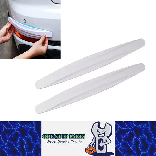 2 x White Car Bumper Protector Strip Guard Corner Scratch Collision Protector