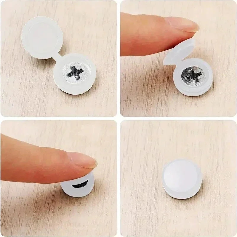 1000 x White screw covers Bulk Screw Cap Covers with Lid (1000pcs)