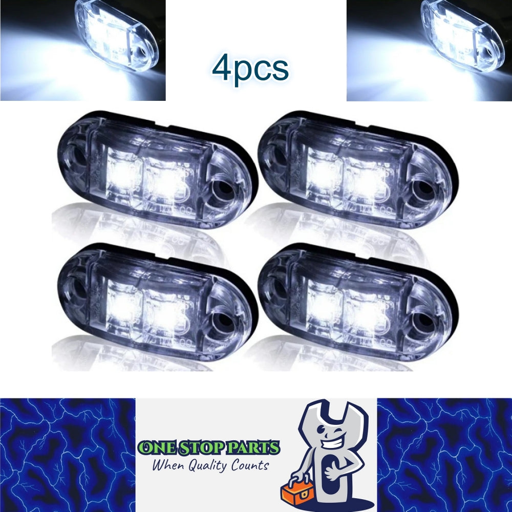 4 x White Front Marker Lamps ADR Compliant E Mark 12v/24v Multivolt (4pcs)